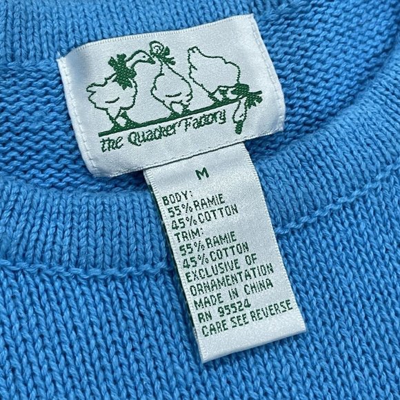 Quacker Factory Sweater Tunic Women Medium Embroidered Sea Life Seashell Coastal - Picture 6 of 12